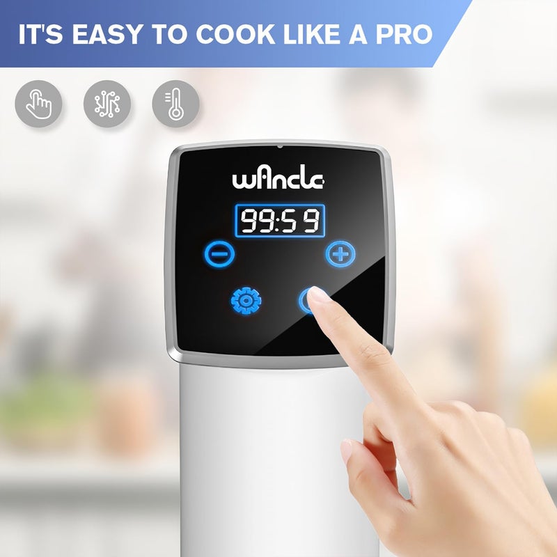 wancle Sous Vide Machines, 1100 Watts Sous-Vide Cooker Immersion Circulator, IPX7 Waterproof, Quiet, Easy to Use for Home Chefs - Image 3